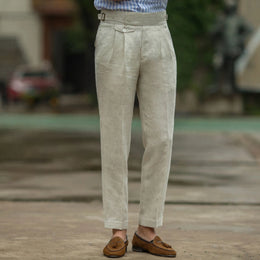 Varenna Summer Pleated Trouser - Beige (Beige)