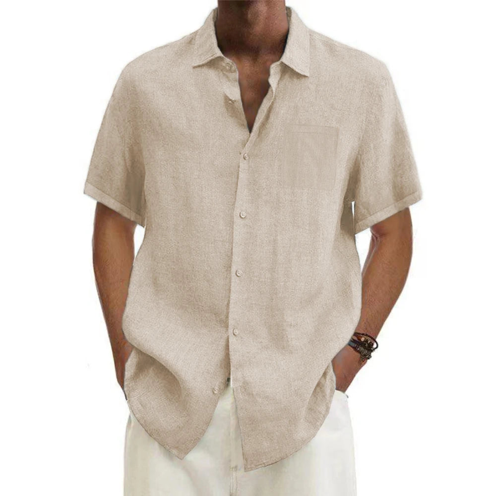 Ravello Short Sleeve Linen Shirt - Beige (beige)