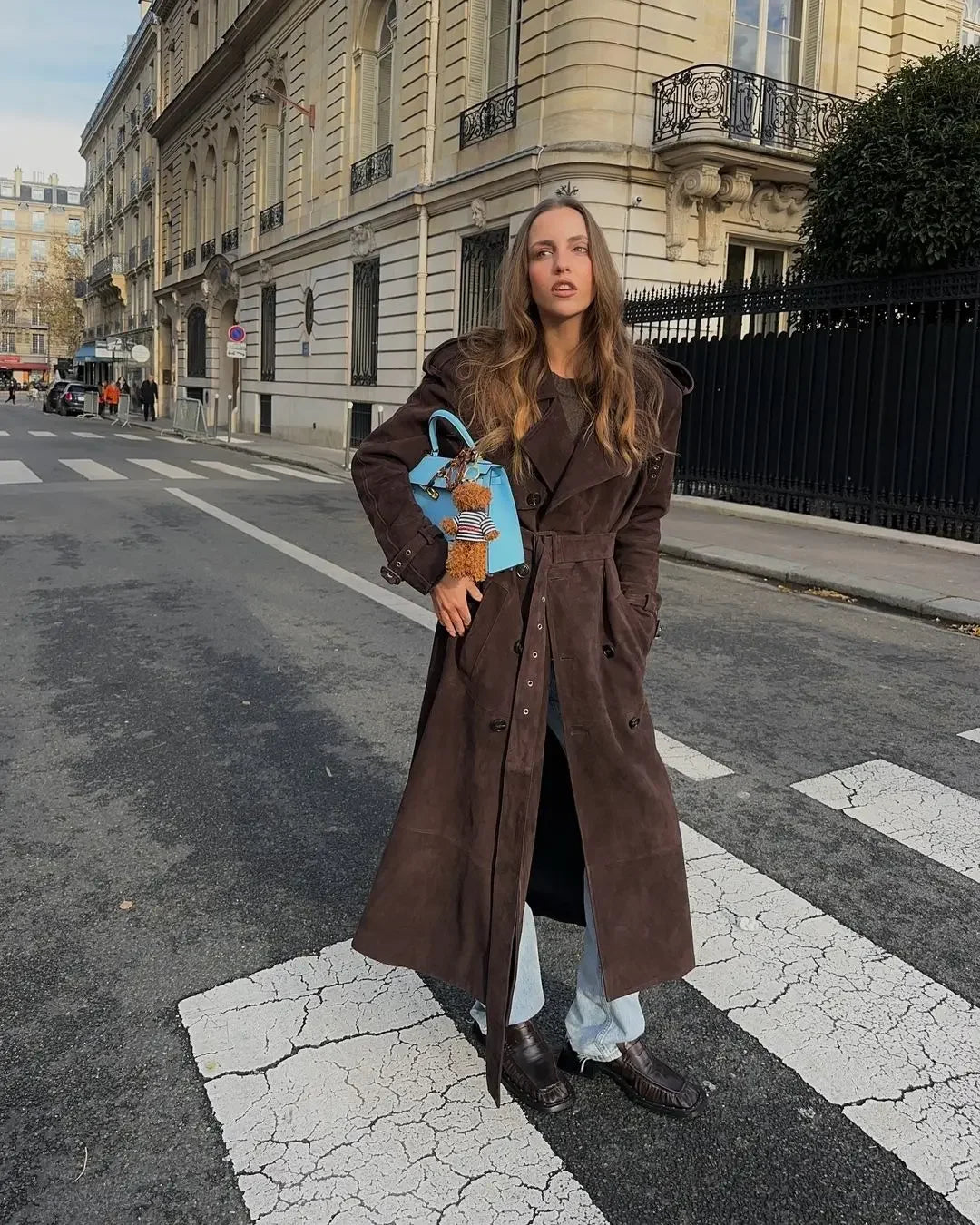 Firenze Suede Belted Trench - 01 Brown variant image