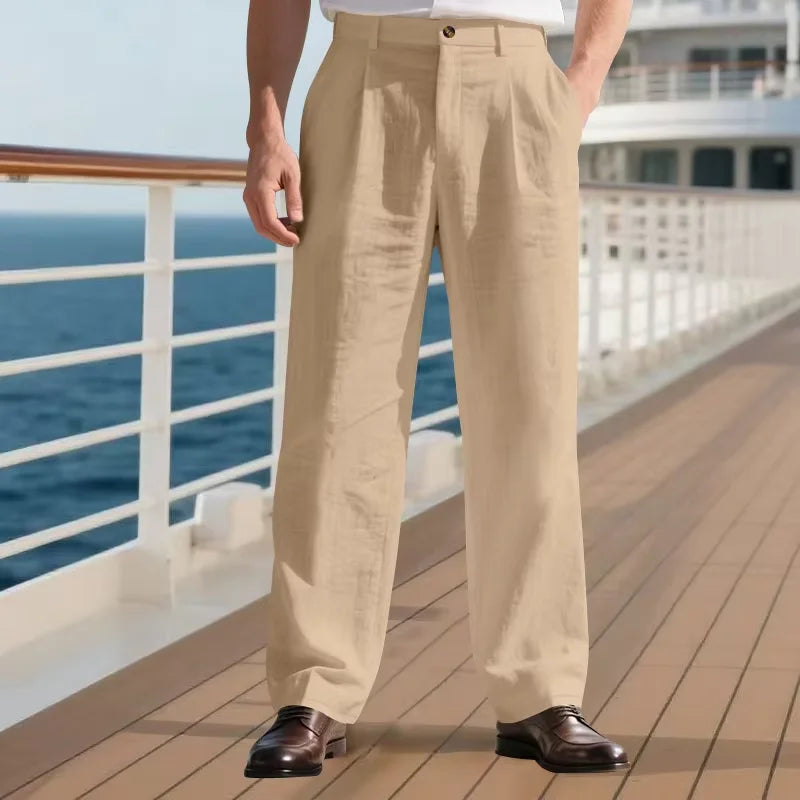 Modena Resort Linen Trouser - Khaki (Khaki)