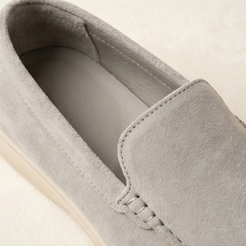 Amalfi Suede Driving Loafer - Light Gray