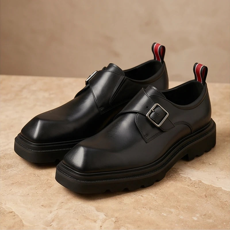 Bergamo Leather Buckle Dress Shoe in Black
