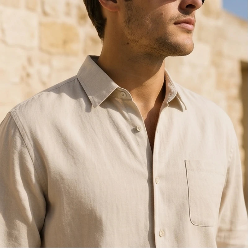 Capri Linen Resort Shirt - Beige