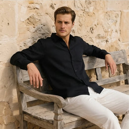 Capri Linen Resort Shirt - Black