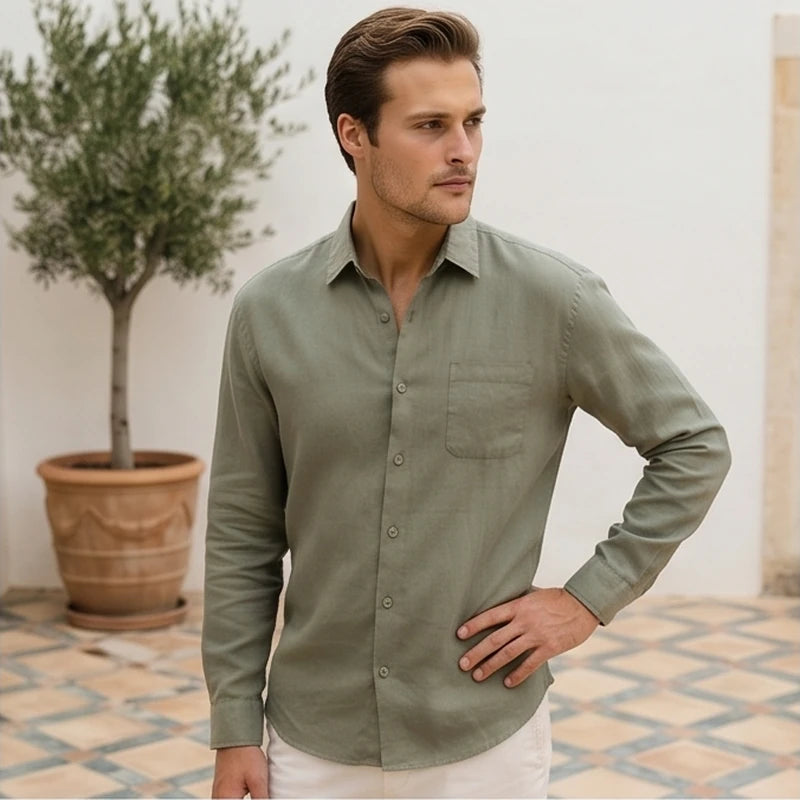 Capri Linen Resort Shirt - Green