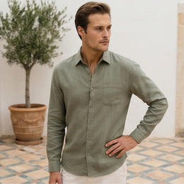 Capri Linen Resort Shirt - Green