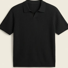 Firenze Ribbed Cotton Polo - Black