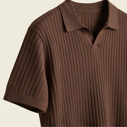 Firenze Ribbed Cotton Polo - Brown