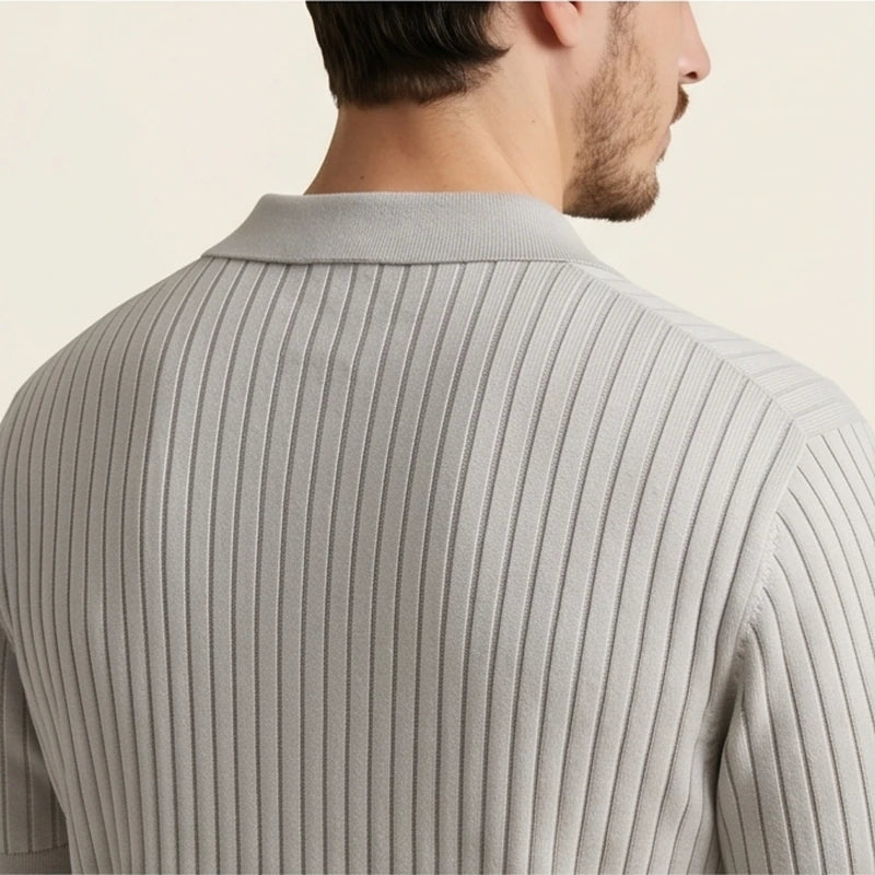 Firenze Ribbed Cotton Polo - Gray