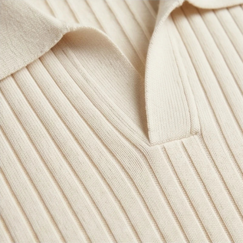 Firenze Ribbed Cotton Polo - Ivory