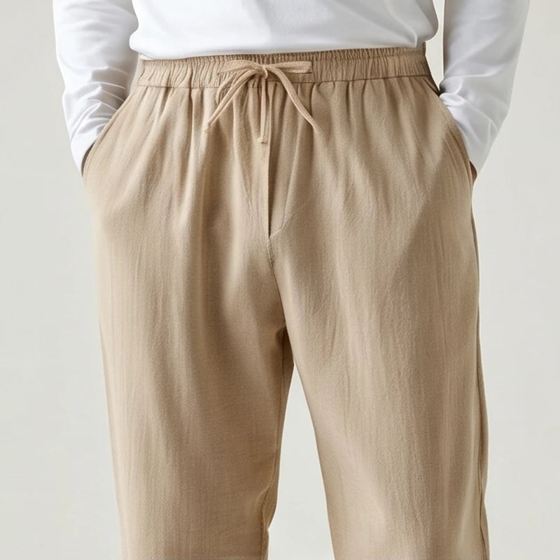 Riviera Linen Drawstring Trouser - Beige