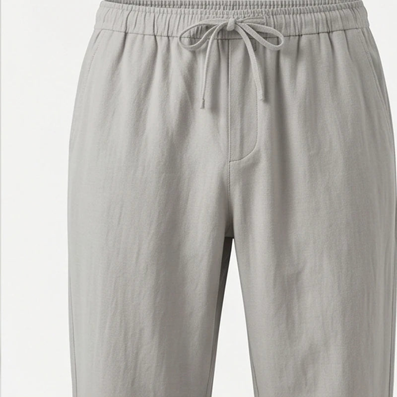 Riviera Linen Drawstring Trouser - Gray