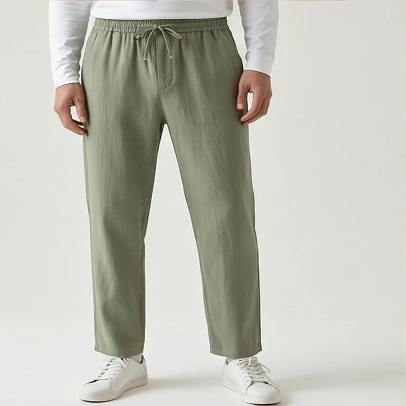 Riviera Linen Drawstring Trouser - Green