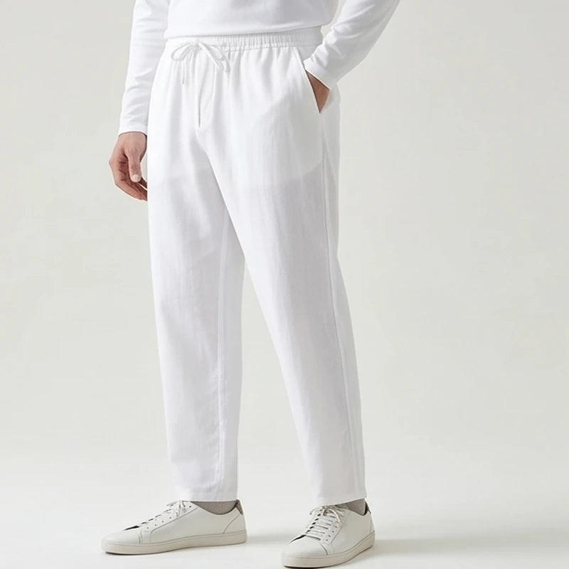 Riviera Linen Drawstring Trouser - White
