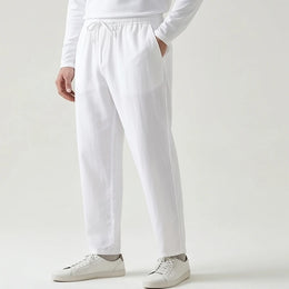 Riviera Linen Drawstring Trouser - White