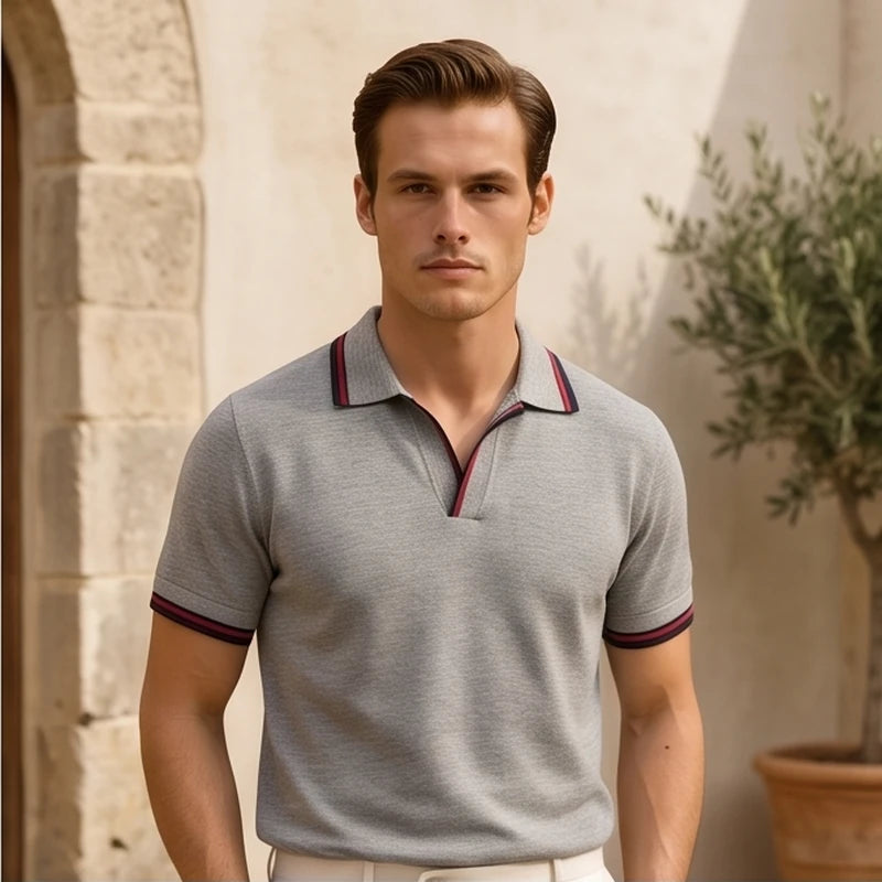 Sorrento Sailor Knit Polo - Gray