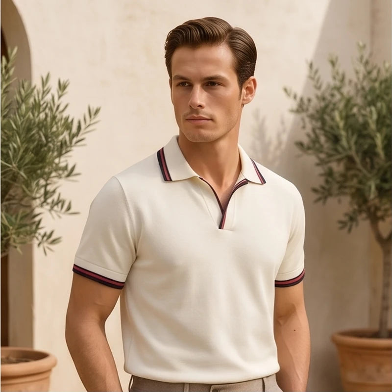 Sorrento Sailor Knit Polo - White